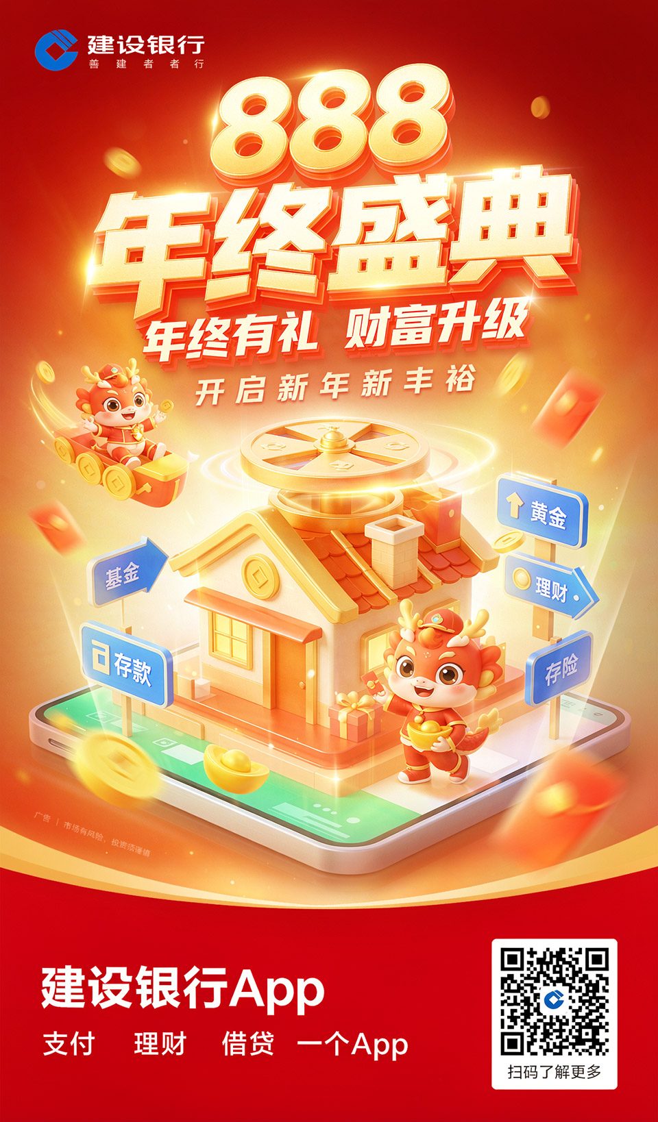 银行App年终活动海报练习修图后