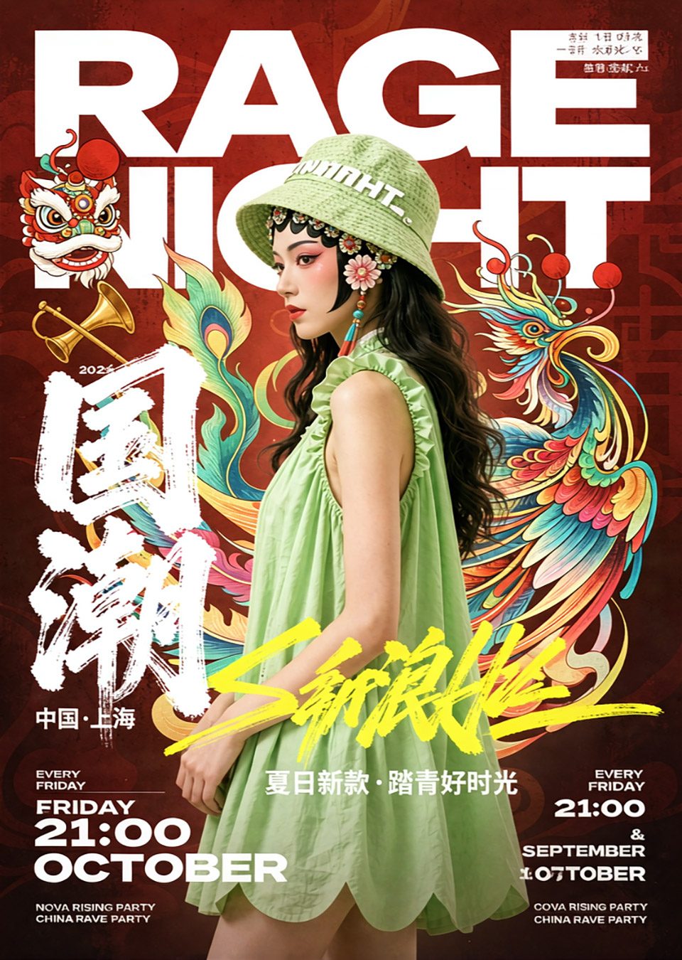 国潮服饰活动海报AI练习修图后