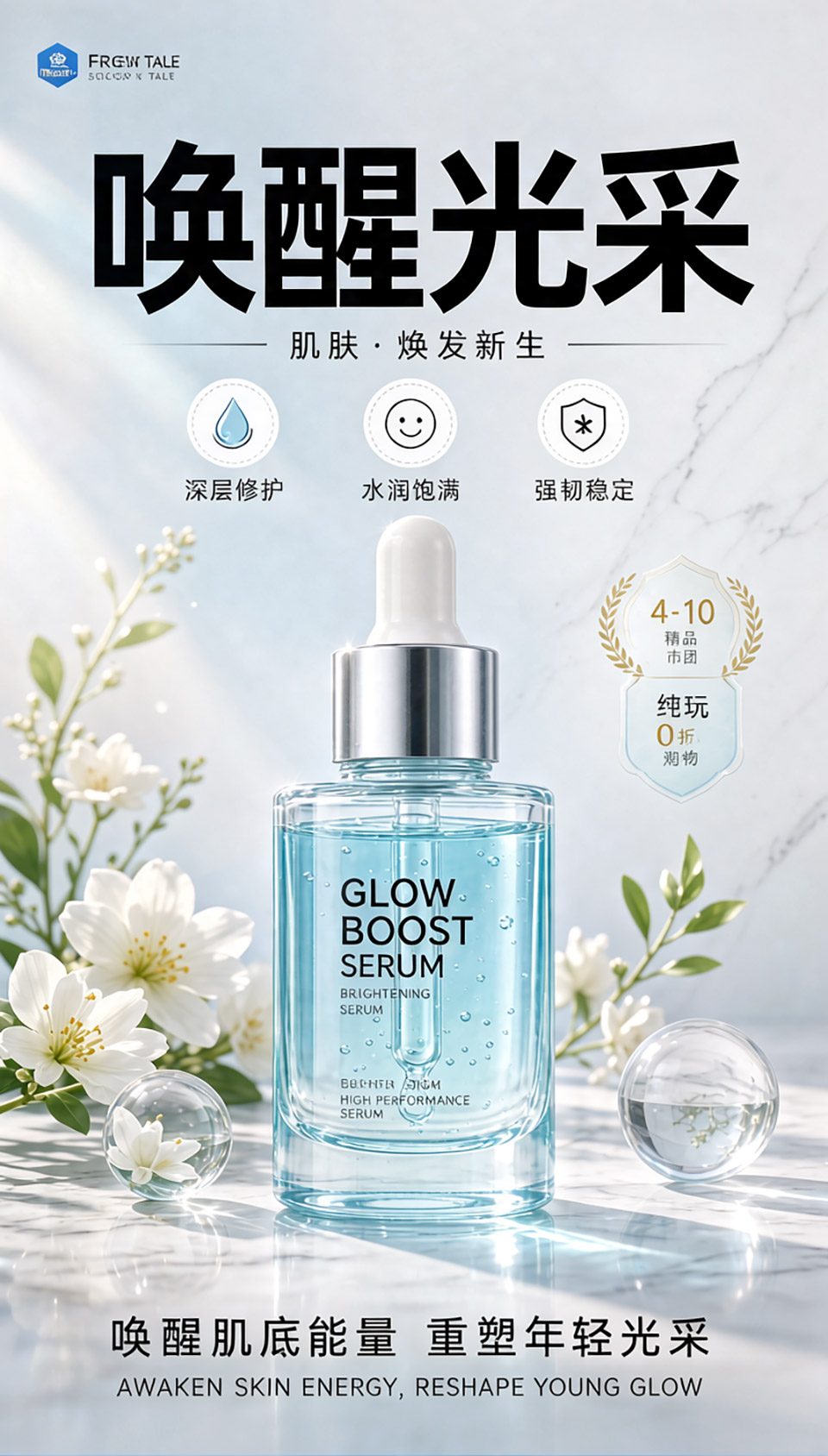 美妆精华液产品海报AI练习修图后