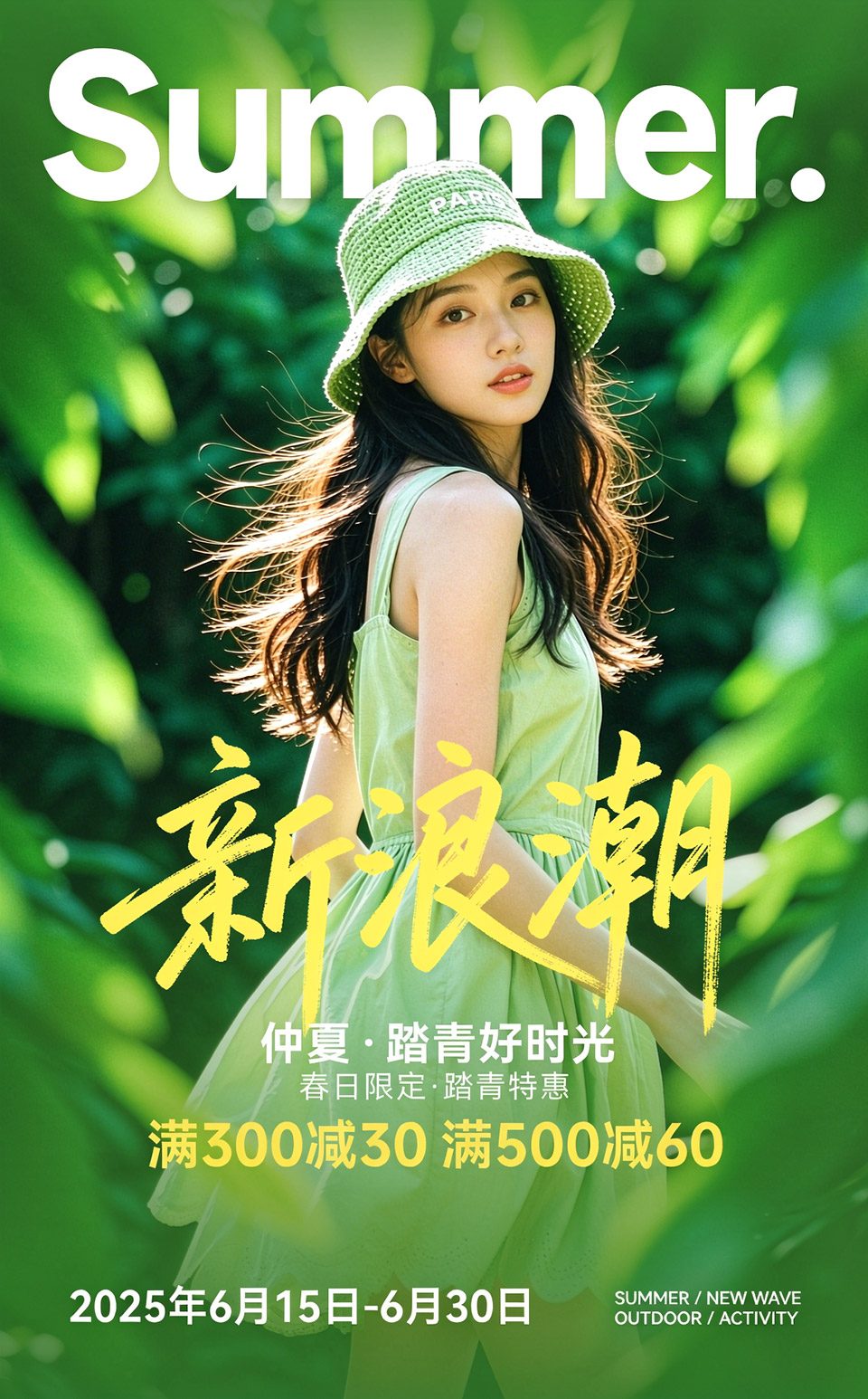 夏季服饰促销海报AI练习修图后